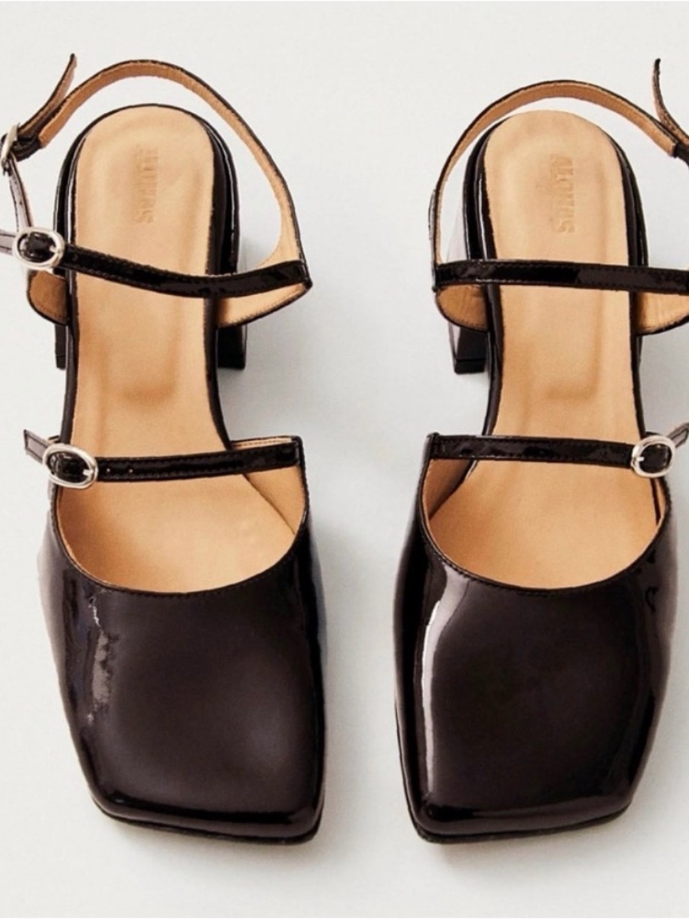 ALOHAS Withnee Slingback Mary Jane Pumps Women's Size 8 Patent Square Toe Brown